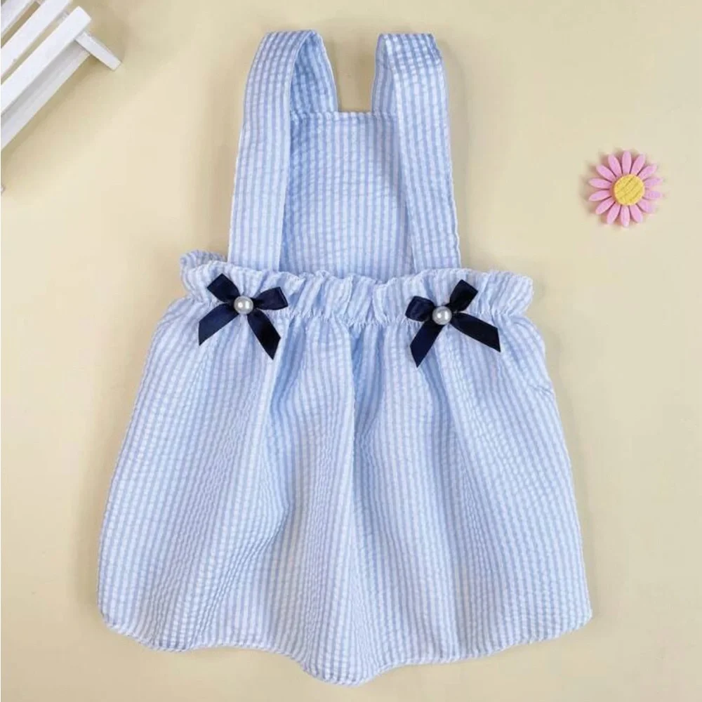 1 Pcs Striped Print Bow Decor Fashion Party Themed Pet Dress For Dog / Cat, M